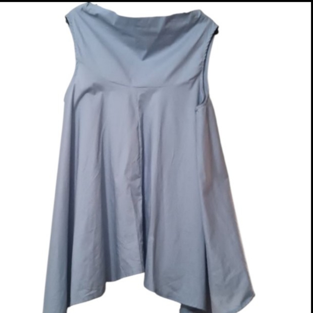 Woman’s Blue Cotton Asymmetrical Top - Picture 6 of 9